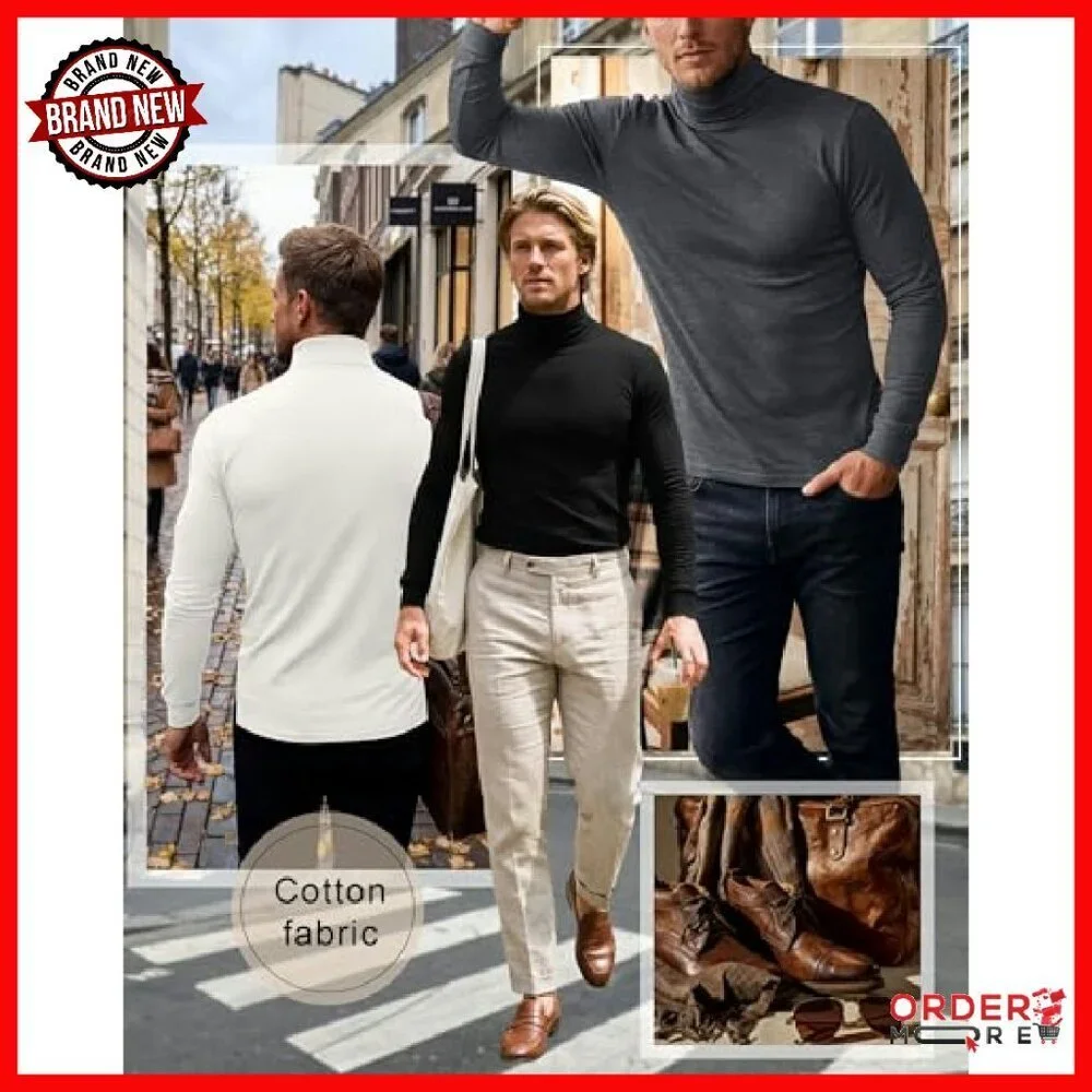 Men's Thermal Turtleneck 3-Pack Slim Fit Long Sleeve Winter Pullover